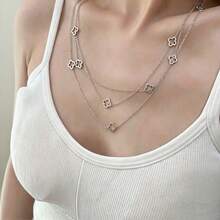 新款不锈钢双层毛衣链，120厘米超长防过敏项链，适合女性日常佩戴、派对、聚会及各种场合。 - 四葉草款 - 查看 4