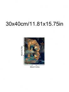1件復古粉色豹紋牆面藝術，老虎在沙發上休息，叢林動物在池塘旁的印花，節日禮物，適用於臥室、客廳、宿舍，牆面藝術，牆面裝飾，家居裝飾，房間裝飾，畫布牆面藝術，海報，帶框牆面藝術，可選框 - A - 查看 15