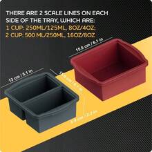 Silicone Freezer Trays With Lids, Set Of 4 - With 1cup And 2 Cup Silicone Freezer Molds Freezing Soups, Sauces And Individual Microwave - 4 Pack Grey and Red - View 4