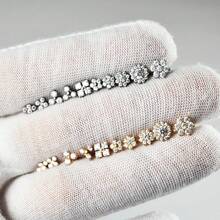 1件金色和银色F136钛金花朵CZ平底耳钉/唇钉，16G内螺纹三角形方形三叶草向日葵耳骨穿刺饰品，男女通用，夏季海滩日常佩戴 - 鈦金 - 查看 2