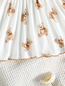 3件套新生女宝宝可爱小熊、花朵、樱桃印花针织连衣裙套装 - 彩色 - 查看 9