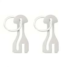 1/3pcs Reusable Stainless Steel Shopping Cart Token, Shopping Cart Lock Chain, Suitable For Supermarket Carts, Detachable Shopping Cart Keychain With Release Button - One Size Fits All - View 2