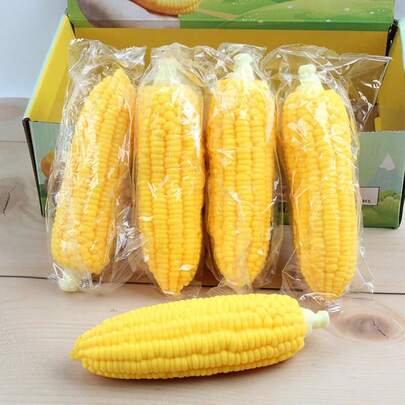 1pc Soft Edible Golden Corn Shaped Butter Stick, Squeeze Corn Stick To Relieve Stress, Realistic Food Shaped Finger Toy, Desktop Stress Relief Toy, Slow Rebound Stress Relief Toy, Fun Decompression Toy, Sensory Toy, Squeeze Toy, Anxiety Relief Toy, Creative Decorative Accessory And Gift For 14 Years Old And Above