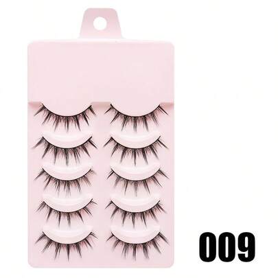 3D Cartoon Style False Eyelashes, Natural Look Fluffy Realistic Full Strip Lashes, 5 Pairs