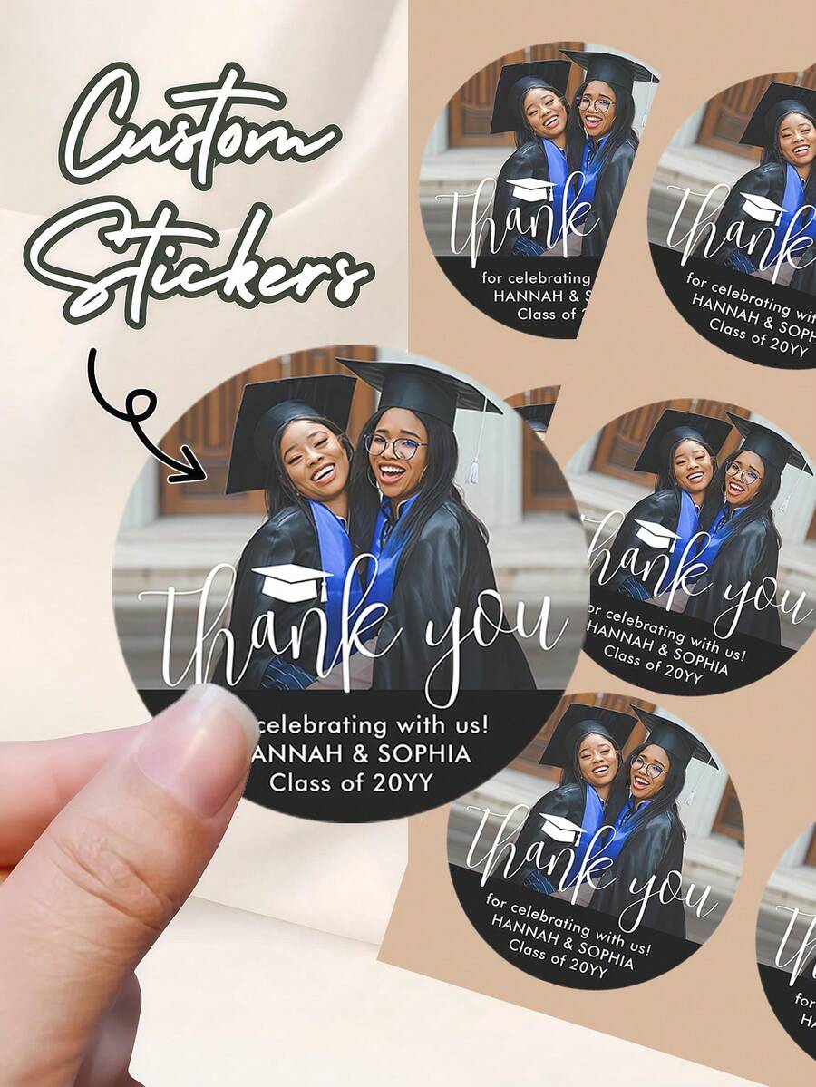1-100pcs Customized Stickers, Personalized Stickers, Logo Stickers, Custom Labels, Seal Stickers, No-Iron, Decorative Stickers, Suitable For Order Stickers, Wedding Stickers, Party Stickers, Birthday Stickers, Gift Stickers, Celebration Stickers, Used For Graduation Season, Wedding Party, Birthday, Party, Back To School Season, Gift Wrapping - Multicolor - View 1