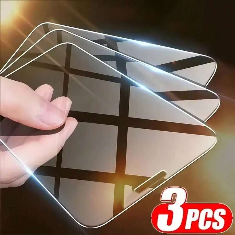Bộ 3 miếng dán màn hình cường lực tương thích với iPhone 17/17 Pro/17 Pro Max/17 Air/16/16 Plus/16 Pro/16 Pro Max/15/14/13/12/11 Pro Max/X/XS/XR/Mini/7/8/14 Plus. Cũng tương thích với 14/15 Pro Max. Kính cường lực nâng cấp năm 2026, độ cứng cao 9H+. - Trong sáng - Xem 1