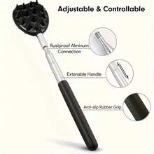 1pc Extendable Back Scratcher With Massage Head, Anti-Slip Rubber Handle Portable Body Massager, Suitable For Home And Travel, Easy To Carry, Great Gift, Household Essential. 1/2/3Pcs - Multiple Styles - View 3