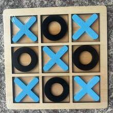 木制 XO 井字棋游戏，逻辑思维训练，双人互动桌面游戏 - 藍+黑 - 查看 2