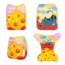 ALVABABY 1/3/6pcs Washable & Reusable Baby Cloth Diapers - Multicolor - View 12