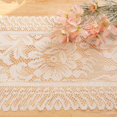 Boho Hollow Out Lace Sunflower Floral Square Placemat, Heat Resistant Decorative Table Mat For Dining Coffee Table Hotel