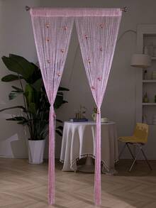 1pc Rose Flower String Curtain, 1*2m Silver Wire Woven Flower Curtain, Finished Product Room Divider Entrance Curtain - 1PC - View 5