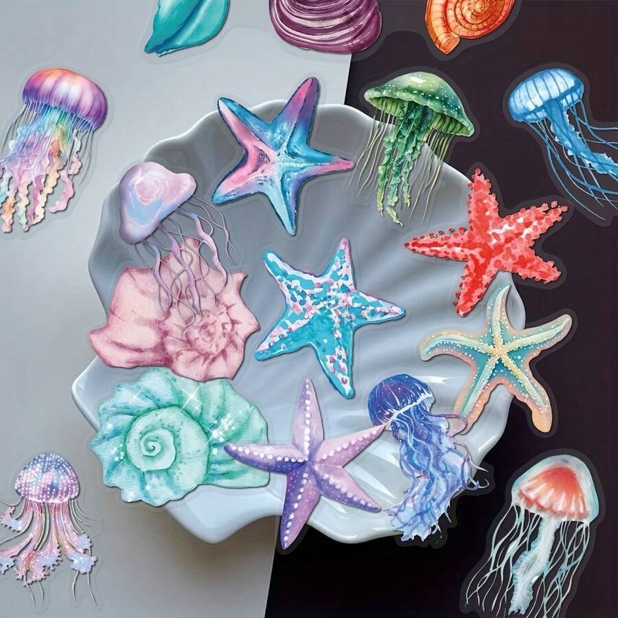50pcs Tropical Fish Stickers For Phone Case, Planner, Computer, Guitar, Skateboard, Water Bottle, DIY Decor, Packaging, Self-Adhesive - Multicolor - View 1