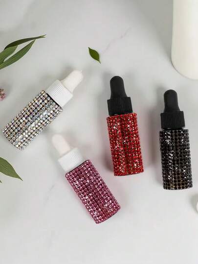 زجاجة قطارة زجاجية لامعة سعة 5 مل مع قطارة زجاجية، زجاجة قطارة زجاجية فاخرة مرصعة بالراين ستون، زجاجات توزيع محمولة، زجاجات توزيع محلول أصلي، ضروريات السفر، مناسبة للسفر والحفلات والأعراس والعطلات والاستخدام اليومي، مثالية للسيدات وصانعي العطور والمعالجين التجميليين وفنانو المكياج ومحبي السفر، هدايا عيد ميلاد فريدة وهدايا عطلات وهدايا حفلات وهدايا عيد الأم وهدايا عطلات وهدايا أعراس وهدايا العودة إلى المدرسة