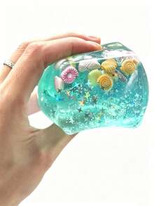 1pc Ocean Themed Sensory Squeeze Toy - Marshmallow Cube, Decorated With Cartoon Seashells, Conches, Dumplings Squeeze Toy, Suitable For Anniversary, Birthday, Party Decor, Squeeze Toy - Multicolor - View 8