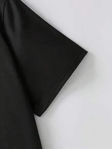 Áo thun nữ kiểu dáng thường ngày họa tiết da báo, cổ tròn, có nơ trang trí. Thích hợp cho các buổi đi chơi mùa hè, Ngày Valentine, Ngày của Mẹ, quà tặng cho mẹ và quà tốt nghiệp. Màu đen. - màu đen - Xem 3