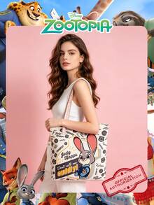 1 Pc Disney Officially Licensed Zootopia/Judy Pattern Canvas Tote Bag, Large-Capacity Shoulder Bag, Lightweight Reusable Shopping Bag – Ideal For Women,Girls, Teens, Cartoon Fans,Youngster, Perfect For Daily Commutes, Grocery Shopping, School Runs, Beach Trips, Holiday Gatherings,Back To School ﻿ - Multicolor - View 7