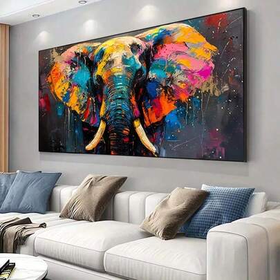 Tranh vẽ voi hiện đại không khung, tranh nghệ thuật trên vải canvas cho phòng khách, tranh poster canvas hiện đại cho phòng ngủ và phòng khách, không khung.