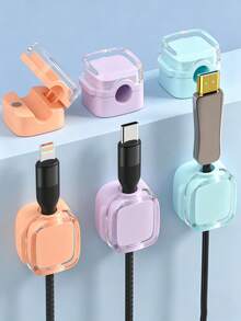 Desktop Magnetic Cable Organizer/Data Cable Storage/Headboard Organizer/Charging Cable Holder/Net Cable Holder/Wall-Mounted Cable Organizer. - 3pcs Purple - View 2