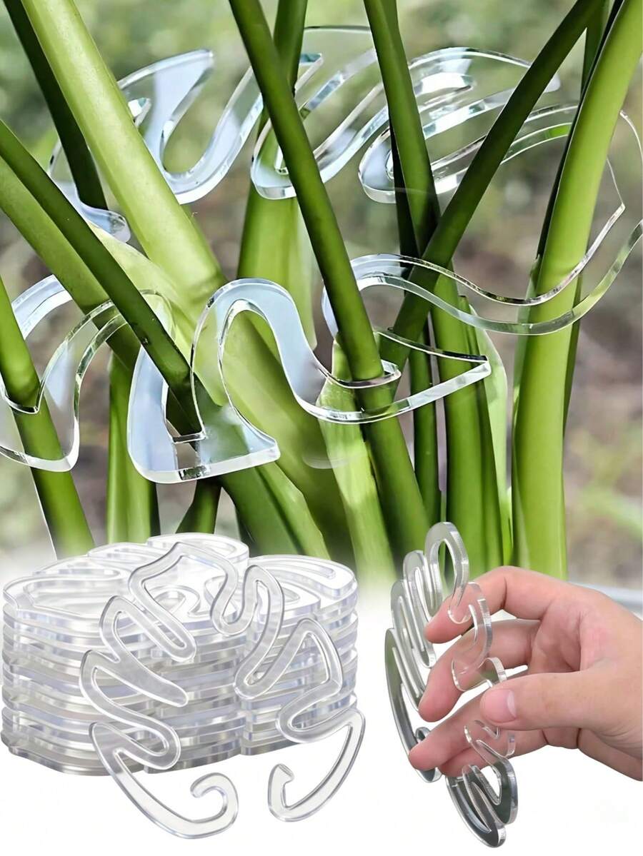5个亚克力叶形植物支撑架，龟背竹叶造型植物支架，适合室内外植物生长，独特美观的植物架，可保持茎根直立，适用于室内外攀援植物（1/3/5件套）