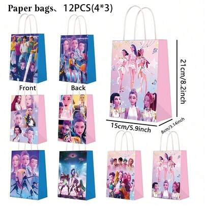 12 chiếc túi tote thời trang dành cho nhóm nhạc nữ, túi quà tặng in hình hoạt hình ngẫu nhiên, thích hợp cho các buổi gặp gỡ người hâm mộ và quà tặng sự kiện (mẫu ngẫu nhiên)