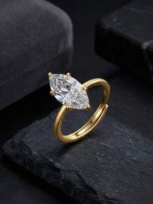 1枚100% 925纯银14k金8A级立方氧化锆马蹄形开口戒指，闪耀宝石，时尚首饰，男女皆宜，是婚礼、生日、派对、周年纪念等场合的理想之选。 - 侯爵夫人 - 查看 9