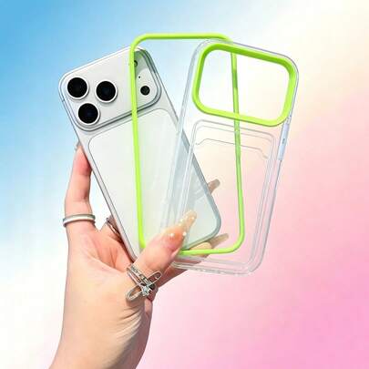 1pc Card Holder Phone Case, Candy Color 3-In-1 Soft Cover Compatible With IPhone 17 Pro Max, Minimalist Elegant Design Compatible With Apple 13 Pro Max, 15/16 Plus, 14