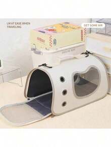 Random Shoulder Strap Color Foldable Cat Carrier, Portable Small Dog Pet Transporter Bag, Breathable Mesh Pet Tote - Multicolor - View 3