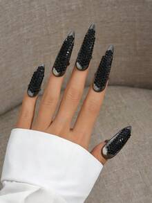 5 piezas Anillos de dedo abiertos con brillantes de moda, accesorios para uñas - Dorado - Ver 9