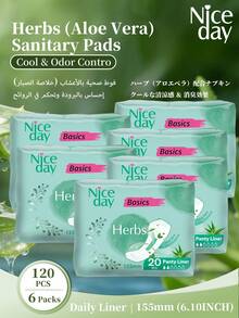 Niceday Daily Sanitary Pads Containing Aloe Vera, Sanitary Pads Containing Aloe Vera, Daily Pads, Ultra-Thin Menstrual Pads, Ultra-Soft Menstrual Pads, Containing Aloe Vera Plant Ingredients, Eliminate Odor In The Sensitive Area, And Leave It Cool And Dry. - 155mm (120 chiếc/6 gói) - Xem 12