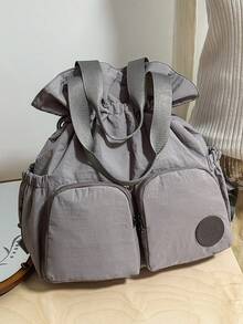 peach tree Unisex Reiserucksack, Dual-Use Handtasche & Umhängetasche, Laptoptasche, wasserdichtes Fach, großes Fassungsvermögen, Mehrfachtaschen, lässige Unifarbe, geeignet für Reisen, Urlaub, Schule, Geschäft, Geschenk zu Valentinstag, Weihnachten, Halloween - Grau - Übersicht 10