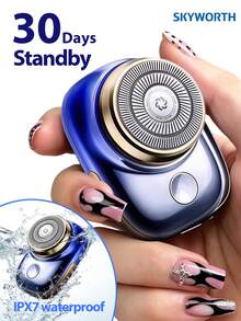 SKYWORTH Mini Portable Electric Shaver, Fast Charging, Quiet Motor, IPX7 Waterproof, Floating Heads, Compact Travel Shaver - Multicolor - View 2