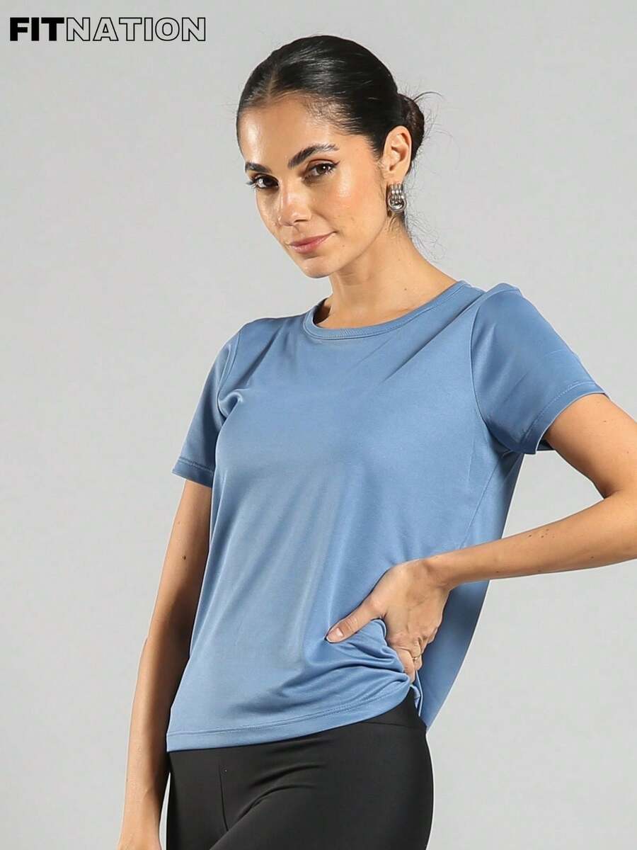 FITNATION Fitness T-Shirt With DRYFIT Technology For Quick Sweat Drying, Ideal For All Sports. - 藍色 - 查看 1