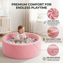 Soft Memory Sponge Foam Ball Pit For Toddlers & Babies – Large Indoor Outdoor Playpen, Kids Ball Pool, Activity Center Gift For Infants Boys And Girls (Pink, Balls Not Included) - 粉色 - 查看 7