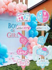 10pcs Gender Reveal Party Paper Sign,Pink Blue Gender Reveal Party Background Decor,Photo Props,Baby Shower Party Signs,Gender Reveal Party Decor,Boy Or Girl,Baby Shower Decor,Gender Reveal Party Supplies - Gender Reveal - View 3