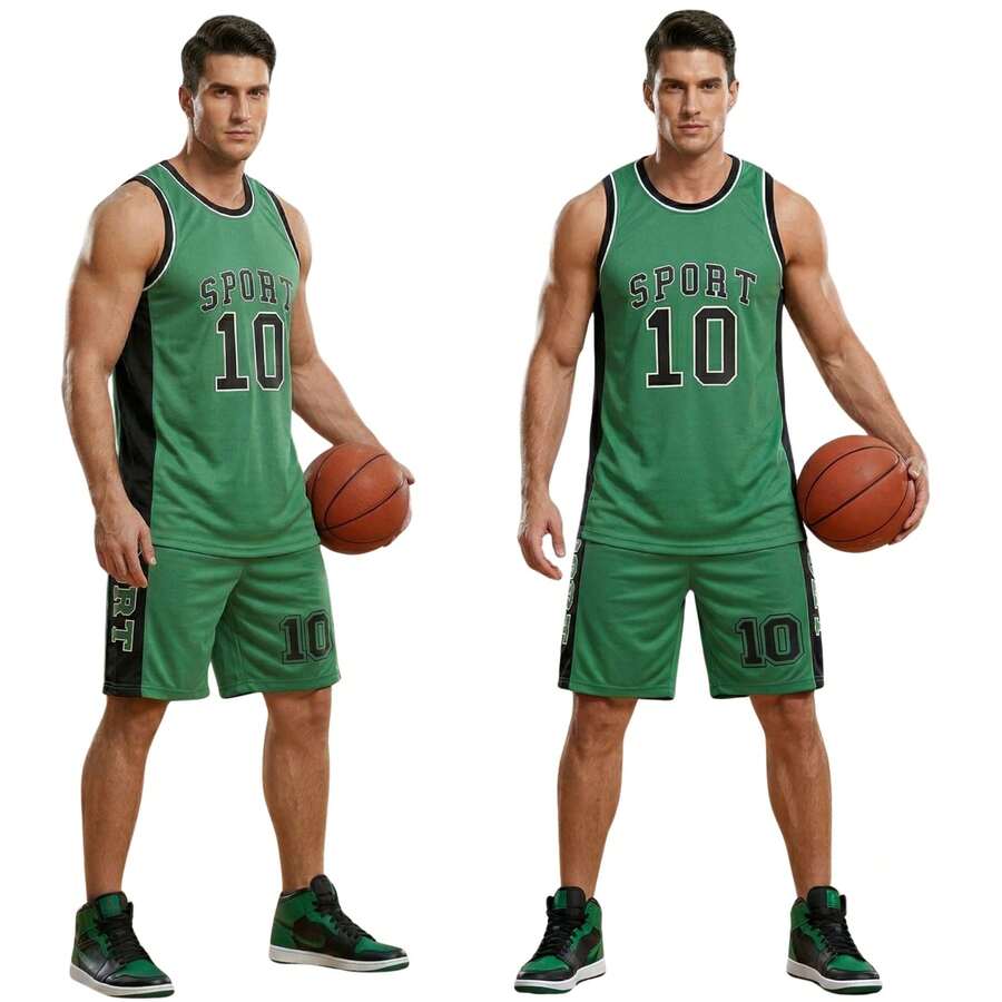 Men's Adult Sports Set: T-Shirt With Basketball Shorts - Sport Verde - View 1
