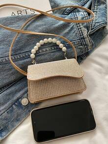 This Brand New 1pc Pearl Handbag Is Casual, Minimalist And Fashionable, Featuring A Flip-Top Design And Non-Adjustable Shoulder Strap, Very Suitable For Daily Outings, Shopping And Travel. The Compact And Portable Size Can Easily Accommodate Daily Essentials. This Versatile Item Is Popular Among Fashion Enthusiasts, Suitable For Various Styles And Occasions. It Also Makes An Excellent Gift For Friends. - Multicolor - View 9