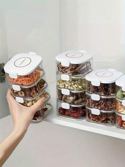 Stackable Airtight Spice Jars With Lids - Kitchen Storage Containers For Spices, Seasonings And Herbs - Multipurpose Detachable Storage Set. Suitable For Cafes, Homes, Restaurants, Parties, Galas, Offices. Great Gift For Father's Day, Mother's Day, Friends, Boyfriend/Girlfriend, Family, Teachers And Coworkers