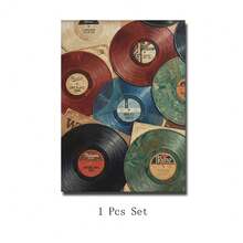 Set Of 1 Vintage Record Canvas Wall Art | Eclectic Retro Music Poster | Vinyl Print For Living Room Bedroom,Frameless/Framed - A - View 14