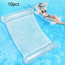 1 pieza Colchoneta de agua inflable flotante, esta hamaca de agua plegable de verano está hecha de material de PVC transparente con decoración de lentejuelas brillantes. Con una estructura de doble cámara y diseño plegable, este sillón inflable es imprescindible para cualquier actividad acuática o vacaciones en la playa. - convencional - Ver 16