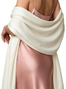 Khăn choàng giả cashmere dành cho nữ, kích thước 200*70cm, thích hợp cho váy dạ hội, quà tặng cô dâu/phù dâu trong đám cưới. - trắng - Xem 5