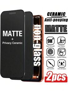 2 piezas Protector de pantalla de cerámica mate antiespia, textura mate suave, a prueba de roturas, compatible con iPhone 17 Pro Max/16 Pro Max/15 Pro Max/14 Pro Max/13 Pro Max/12 Pro Max/17 Pro/16 Pro/15 Pro/14 Pro/17 Air/16/15/14/13/12/11 Series, regalo del Día de la Madre - Negro - Ver 13