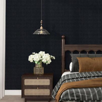 Black Geometric Flocked Velvet Wallpaper Peel And Stick Self Adhesive Soft Felt Contact Paper Removable Luxury Velvet Flocking Liner Bedroom Wall Cabinets Drawer Liner Crafts 17.5x118