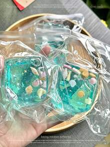 1pc Ocean Themed Sensory Squeeze Toy - Marshmallow Cube, Decorated With Cartoon Seashells, Conches, Dumplings Squeeze Toy, Suitable For Anniversary, Birthday, Party Decor, Squeeze Toy - Multicolor - View 10