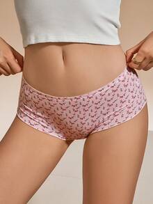 2pcs Floral Print Ruffle Mid-Waist Comfortable Breathable Women's Hipster Panties, Suitable For Yoga, Sports And Daily Wear - Multicolor - View 3