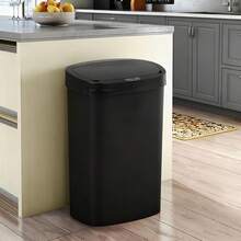 RROCOSIA Touch-Free 13 Gallon Garbage Can With Lid - Durable Plastic Automatic Trash Can For Kitchen &Amp; Bathroom - 50L High-Capacity Waste Bin (1, Black) - Màu A - Xem 2