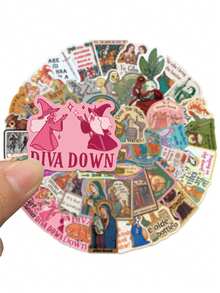 50pcs Medieval Fairy Tale Graffiti Sticker Cartoon Funny Decal For Phone Case Laptop Diary Scrapbook DIY Handbook PVC Decal Sticker (Not Easy To Fall Off) - 1 Set - View 2