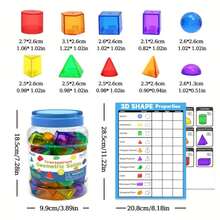 Translucent Building Blocks, Educational Toys For Boys And Girls To Use In Classroom Or Homeschool, For Children's Counting, Spelling, Sensory Learning Games; Early Learning 3D Geometric Jar Toys, Great For Halloween, Christmas Gifts - Multicolor - View 4