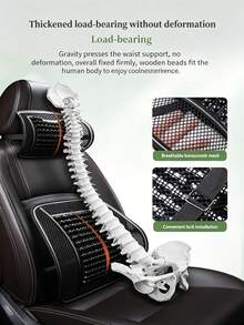 Breathable Wooden Bead Car Seat Cushion - Ventilated Summer Driver & Passenger Seat Pad - Universal Fit For Cars, Trucks - Ergonomic Design, Anti-Slip, All Season Use - A - View 6
