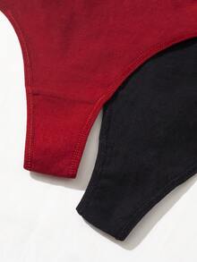 3件套女士内裤套装，性感蕾丝比基尼三角裤，蝴蝶结设计，低腰舒适丁字裤，女士内衣套装 - 彩色 - 查看 5