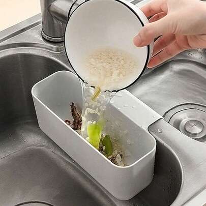 2pcs Sink Strainer Basket, Multifunctional Over-The-Sink Kitchen Sink Filter Basket With Drain Holes, Food Catcher For Leftover, Vegetable & Fruit Washing Basket, Sponge & Rag Holder, Prevent Clogging & Odor For Kitchen Sink